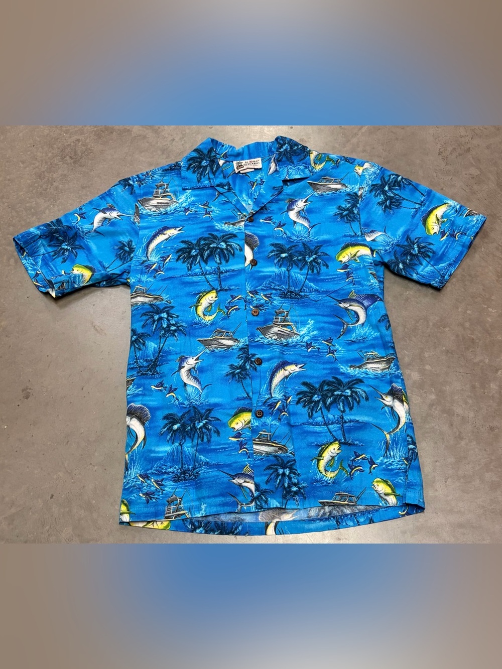 Blue Tropical Fishing Print Camp Shirt - Aloha Republic